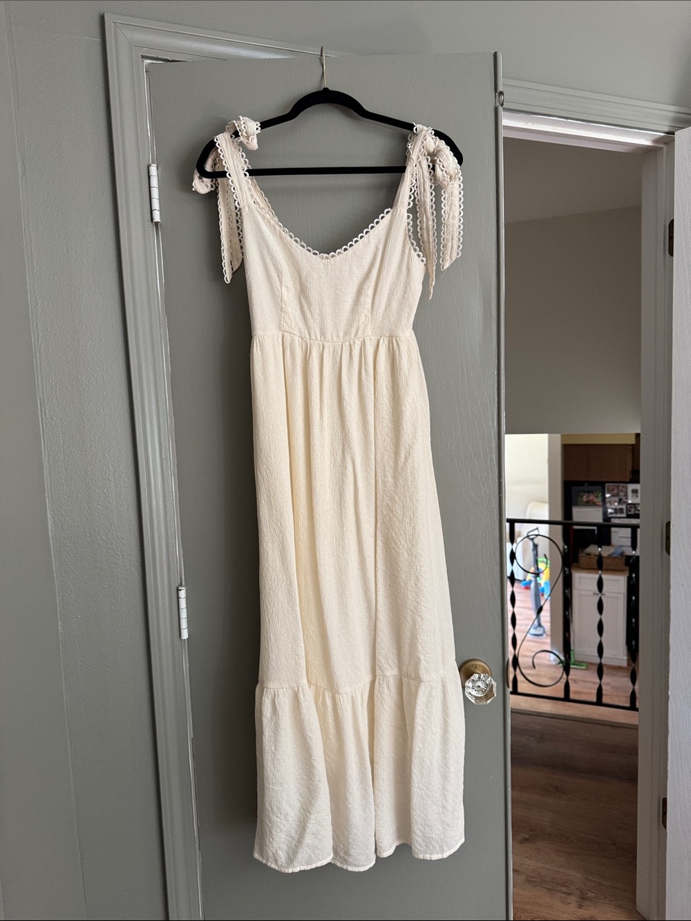 mine Cream Maxi Dress with Tie Shoulders